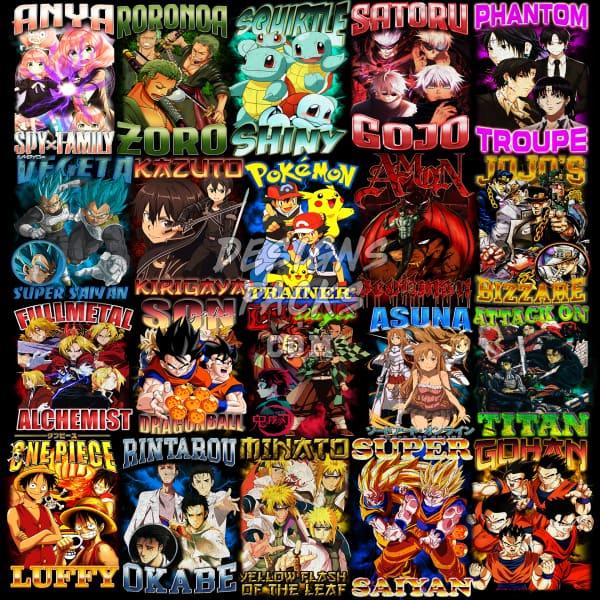 29 Anime Bootleg Mix V7 Designs Bundle Png