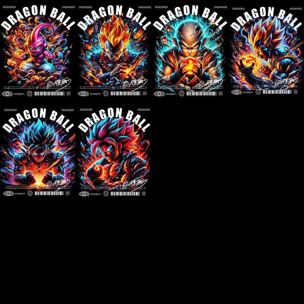 29 Anime Dragon Ball Streetwear Halftone Designs Bundle PNG + PSD