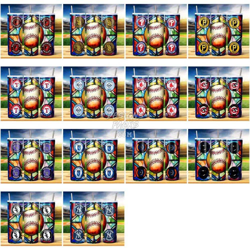 29 Baseball Ball Stained Glass Tumbler Wrap Bundle Jpg