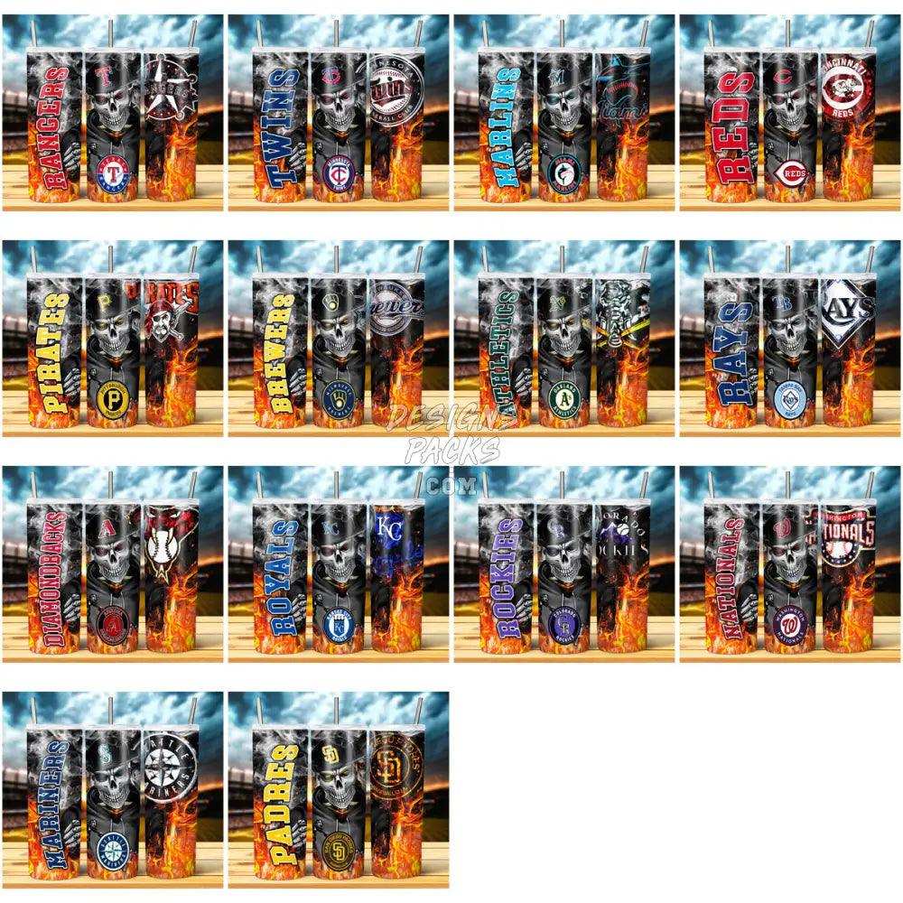 29 Baseball Skeleton Fire Tumbler Wrap Bundle Jpg