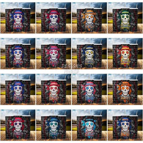29 Baseball SUGAR SKULLS Tumbler Wrap Bundle JPG