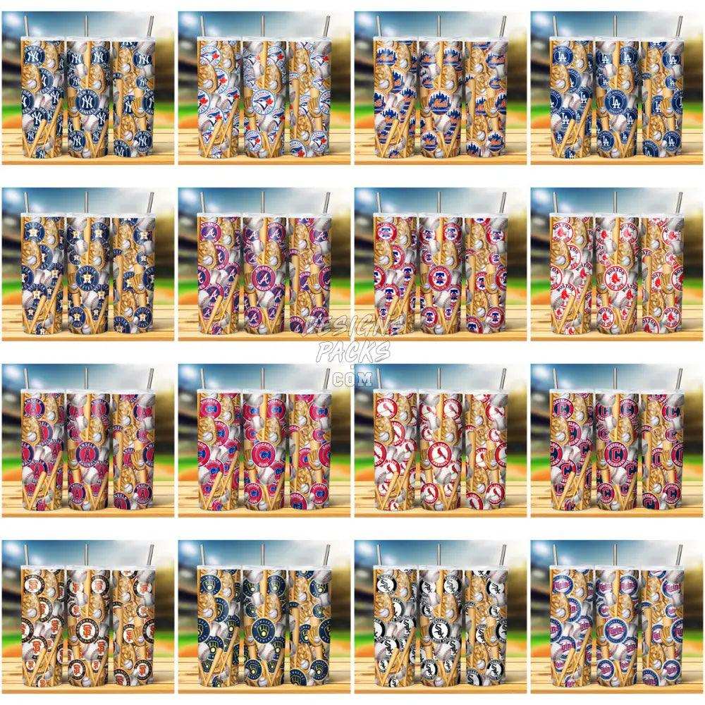 29 Baseball Teams Logo Seamless Pattern Tumbler Wrap Bundle Jpg