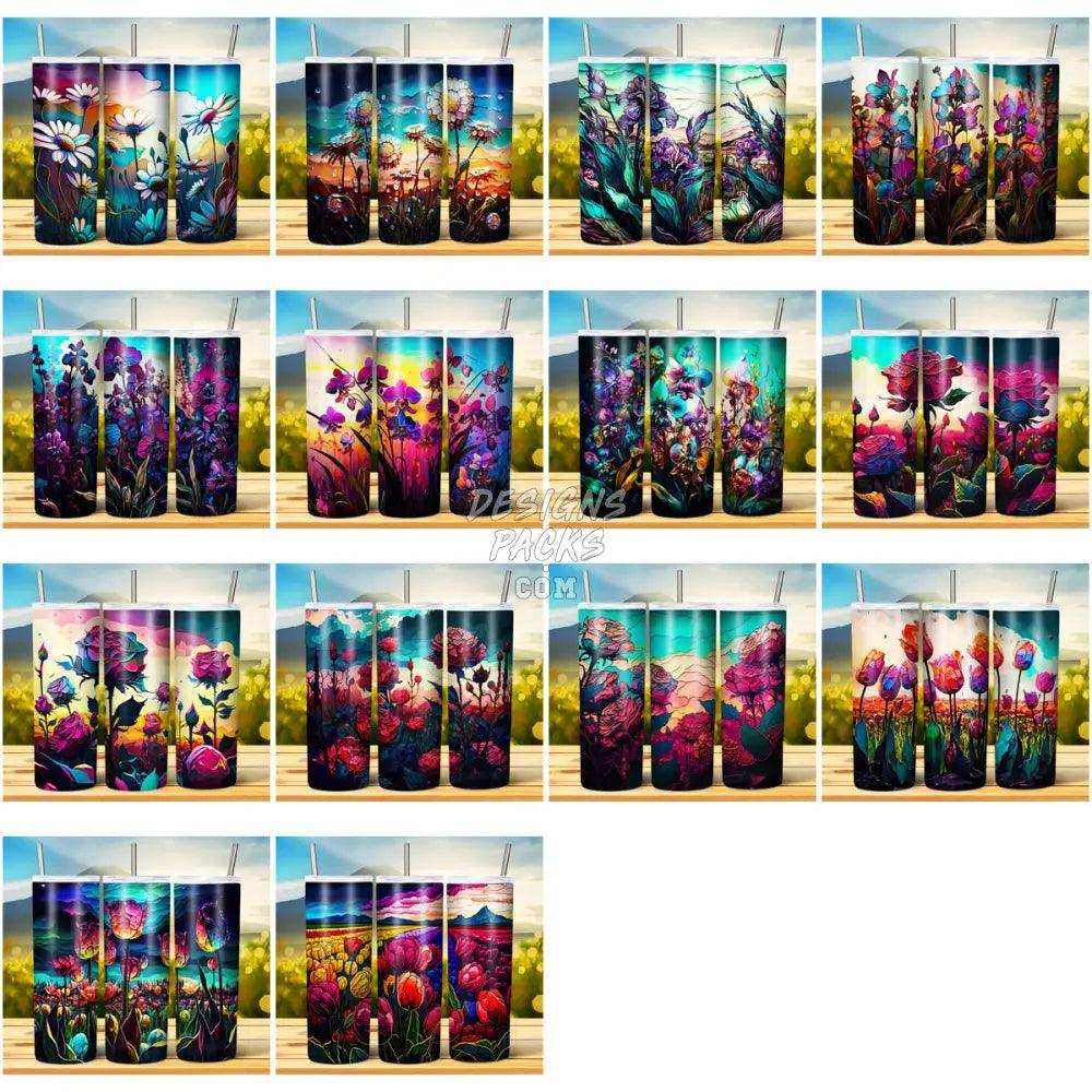 29 Colorful Field Of Flower Tumbler Wrap Bundle Jpg