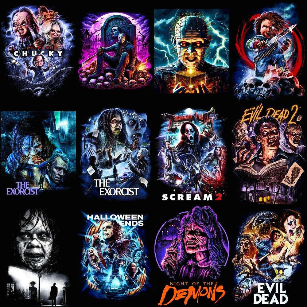 29 Horror Halloween Horror Movies Halftone Designs Bundle PNG