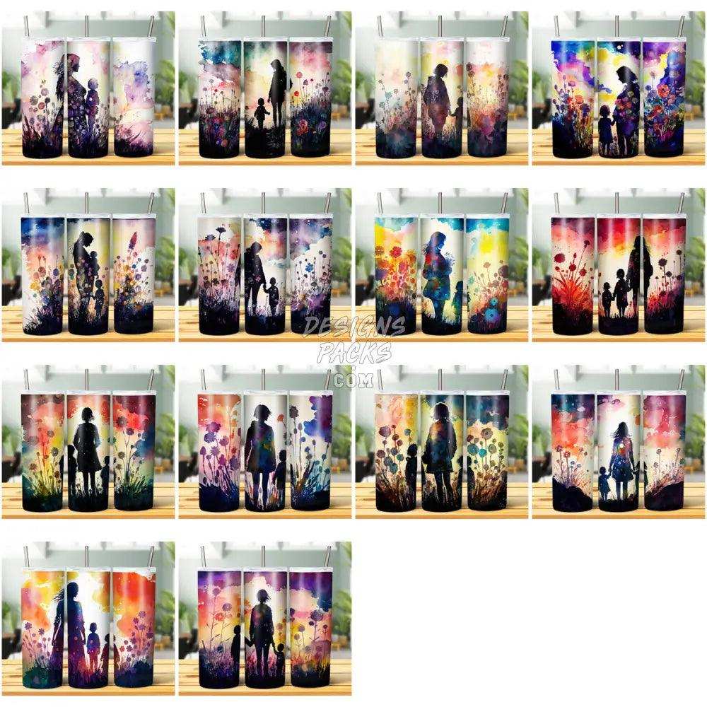 29 Mother Silhouette Floral Tumbler Wrap Bundle Jpg