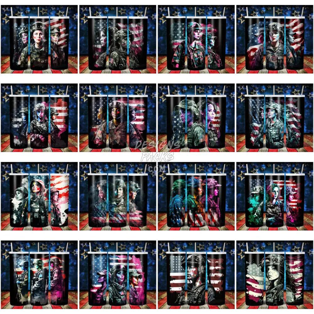 29 Patriotic Female Soldiers Tumbler Wrap Bundle Jpg