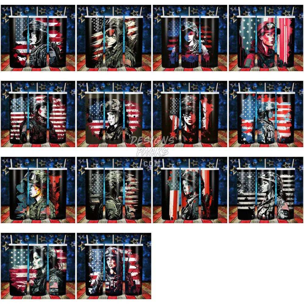 29 Patriotic Female Soldiers Tumbler Wrap Bundle Jpg