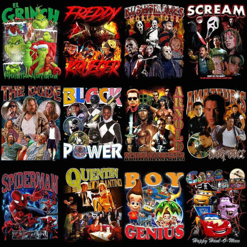 29 Popular Movies Bootleg Halftone Designs Bundle PNG