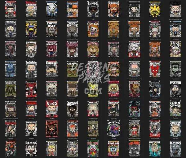 Print-ready DTF/DTG designs featuring 100+ pop culture characters for t-shirts and merchandise