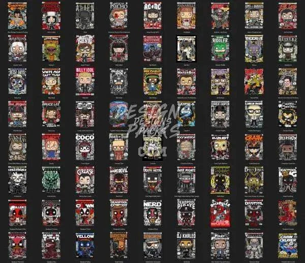 290 All Pop culture Designs Bundle PNG
