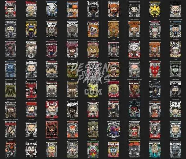 290 All Pop culture Designs Bundle PNG