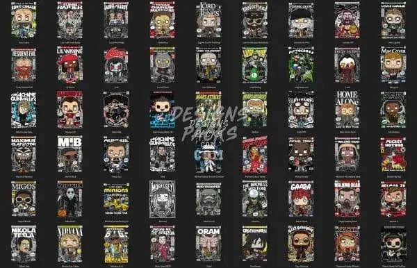 290 All Pop culture Designs Bundle PNG