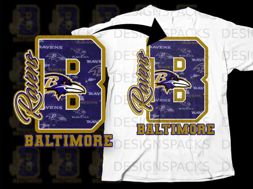 Ravens Baltimore B Design Graphic T-Shirt