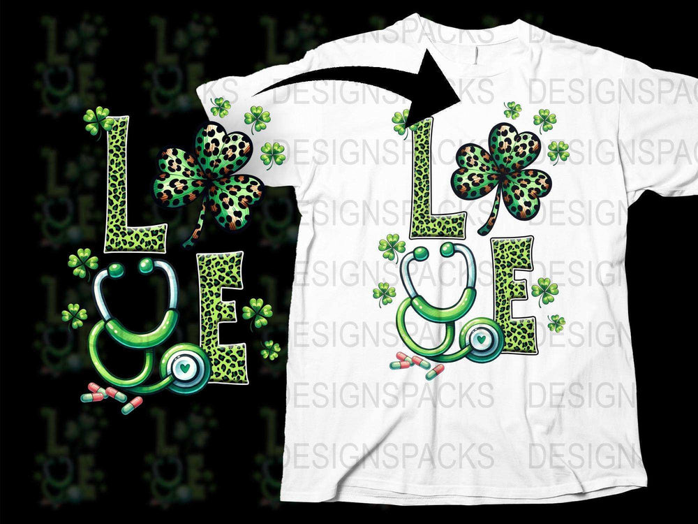 Neon Green Shamrock Love Graphic T-Shirt, Unisex St. Patrick's Day Tee, Trendy Glow in the Dark Shirt Design