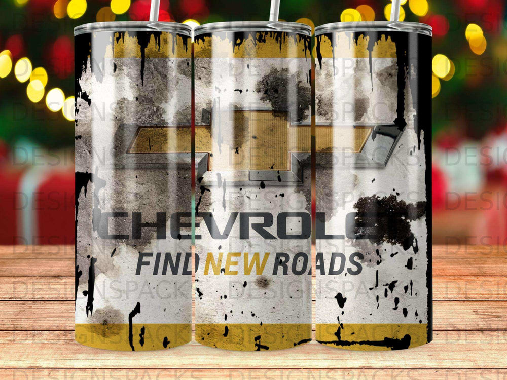 Chevrolet logo with "Find New Roads" on a distressed background.