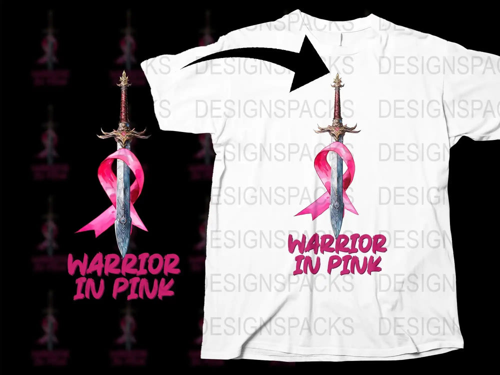 Warrior in Pink Breast Cancer Awareness T-Shirt, Pink Ribbon Graphic Tee, Inspirational Survivor Clothing