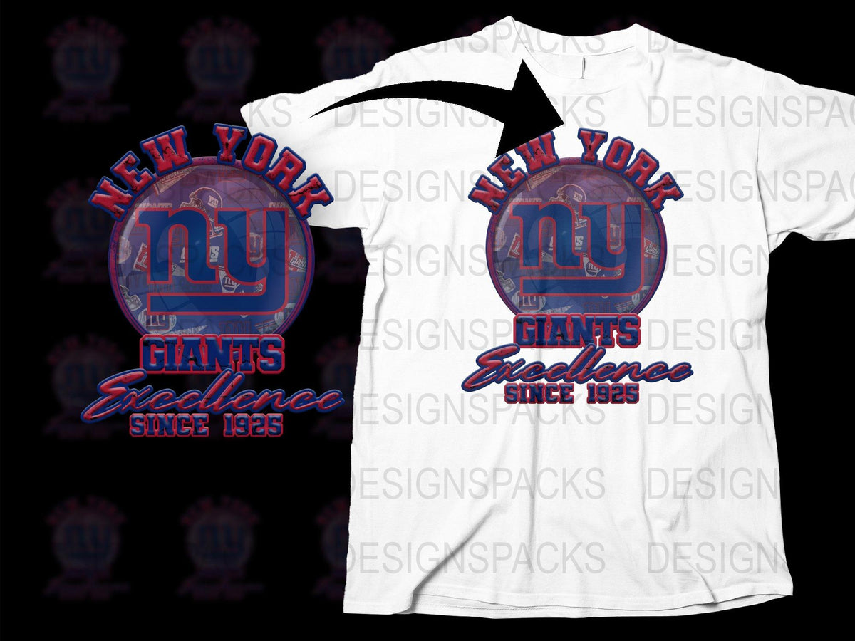 New York Giants T-Shirt, Vintage Football Team Logo, White Cotton Tee, Sports Fan Gift, Since 1925 Design