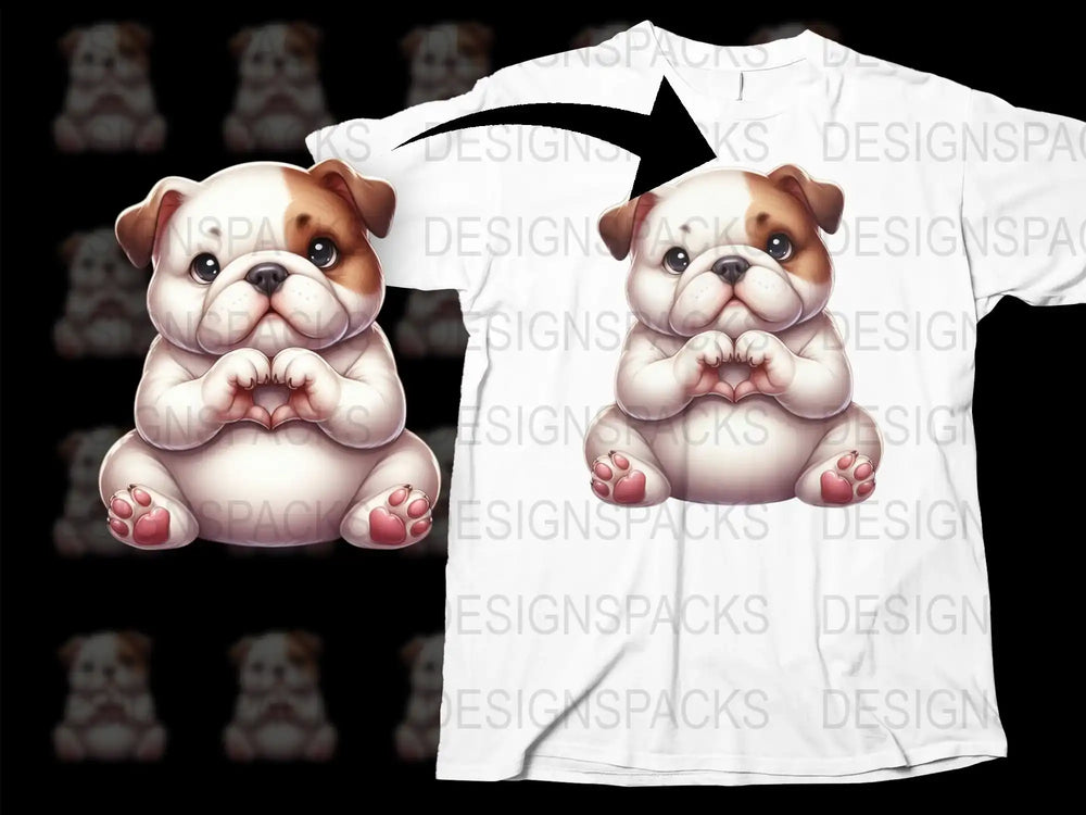 Cute Bulldog Puppy Graphic T-Shirt, Cartoon Dog Illustration Tee, Animal Lover Gift, Soft Cotton Shirt for All Ages