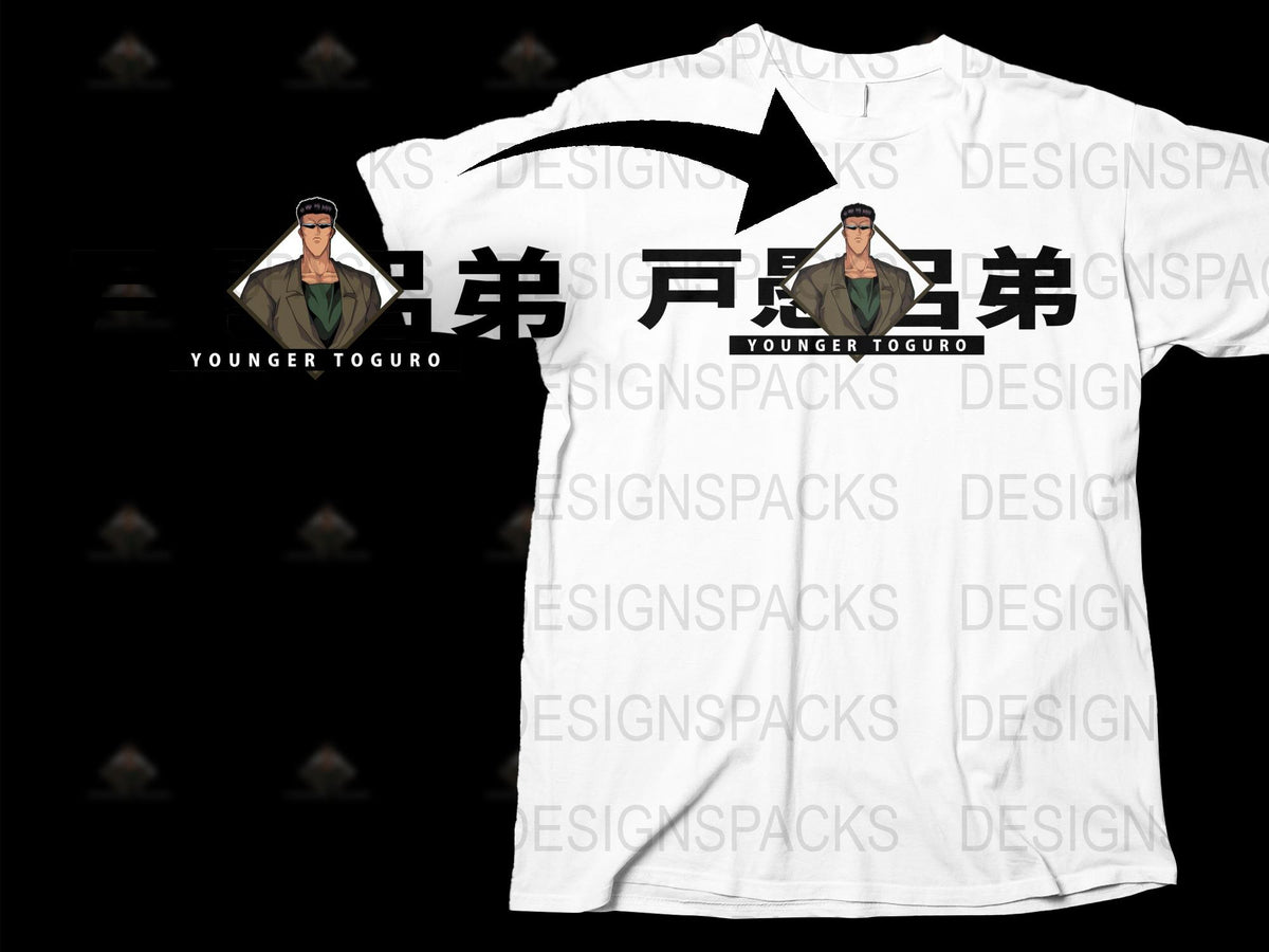 Younger Toguro Anime T-Shirt, Vintage Graphic Tee, Japanese Text Design, Unisex Cotton Shirt