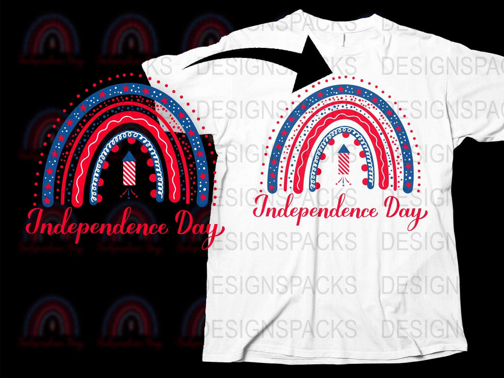 Independence Day Rainbow T-Shirt, Patriotic 4th of July Tee, American Flag Colors, Unisex Adult Clothing