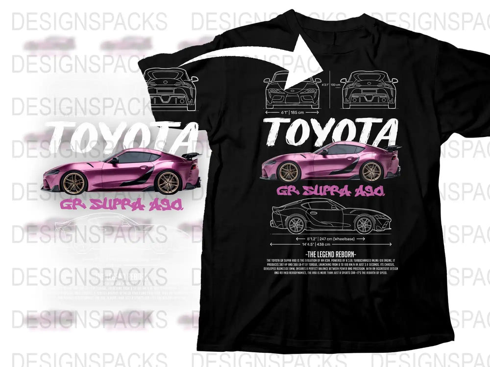 Toyota GR Supra Sports Car Graphic T-Shirt, Black Tee, Car Enthusiast Apparel, Racing Inspired Design, Stylish Casual Wear