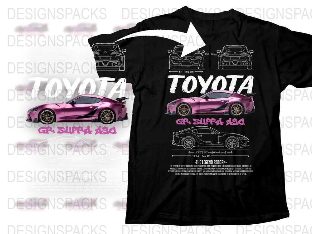 Toyota GR Supra Sports Car Graphic T-Shirt, Black Tee, Car Enthusiast Apparel, Racing Inspired Design, Stylish Casual Wear