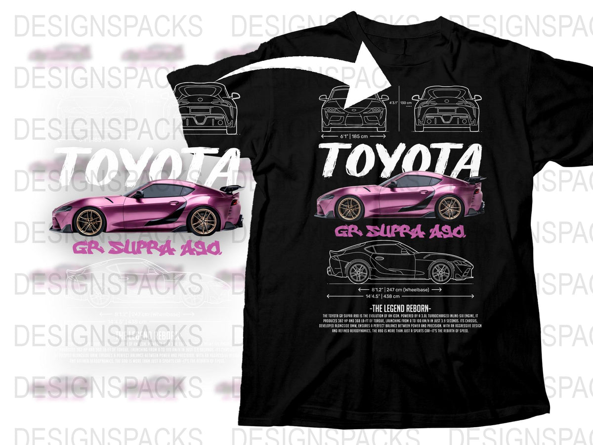 Toyota GR Supra Sports Car Graphic T-Shirt, Black Tee, Car Enthusiast Apparel, Racing Inspired Design, Stylish Casual Wear