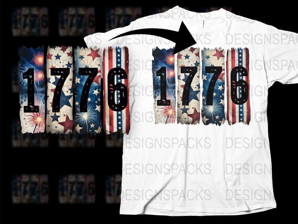 Patriotic 1776 T-Shirt, American Flag Design, Fireworks, Independence Day Tee, Vintage Style, Unisex Fashion