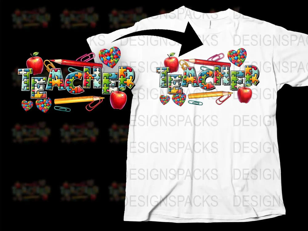 Colorful Teacher T-Shirt, Apple and Pencil Design, Unisex Graphic Tee, School Staff Appreciation Gift