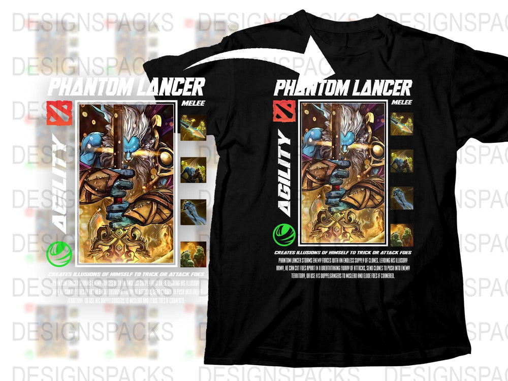 Phantom Lancer Dota 2 Inspired T-Shirt, Agility Hero Gaming Tee, Casual Black Shirt for Gamers