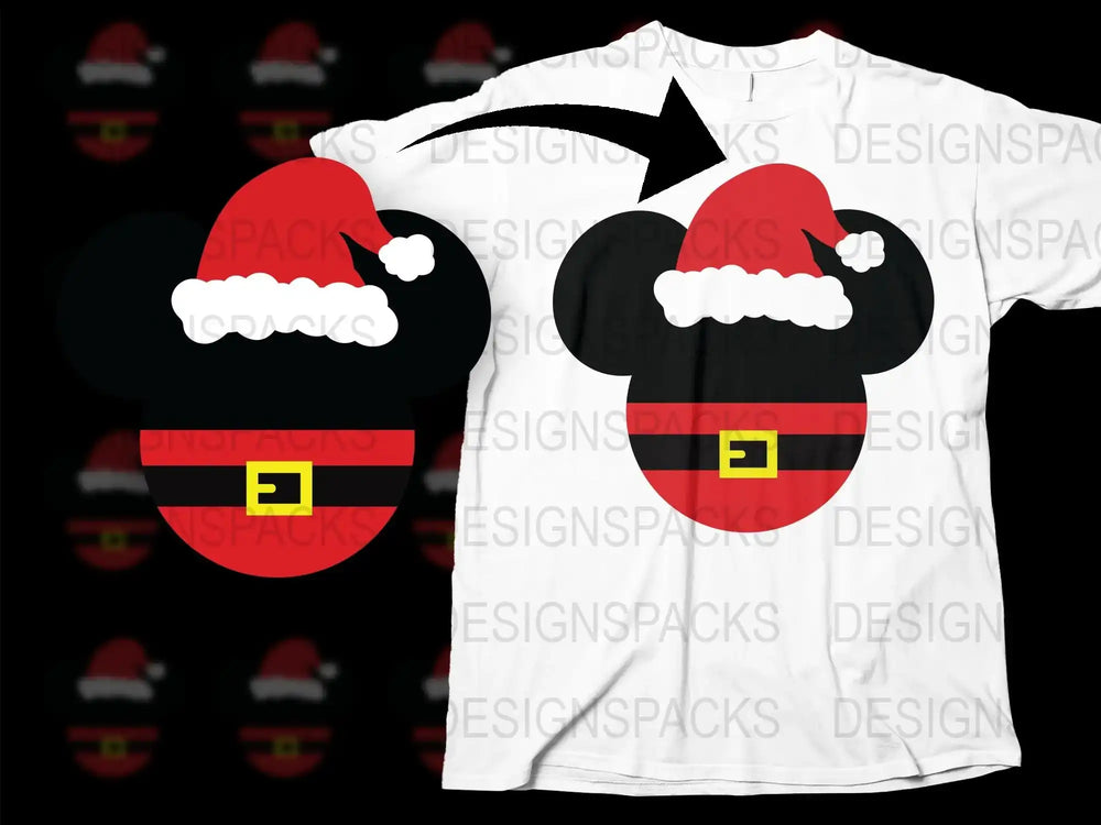 Santa Hat Mickey Mouse Christmas T-Shirt, Festive Holiday Graphic Tee, Unisex Disney Inspired Shirt
