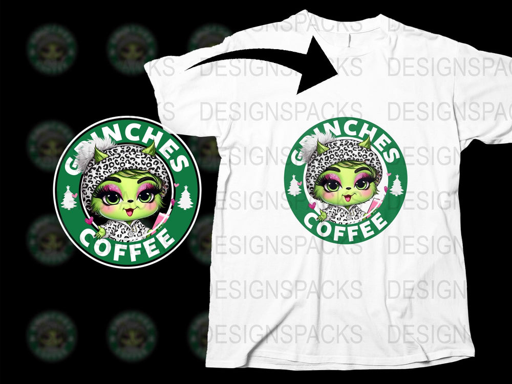 Crunchies Coffee Alien Character Graphic T-Shirt, Cute Extraterrestrial Design, Vibrant Colors, Unisex Casual Wear