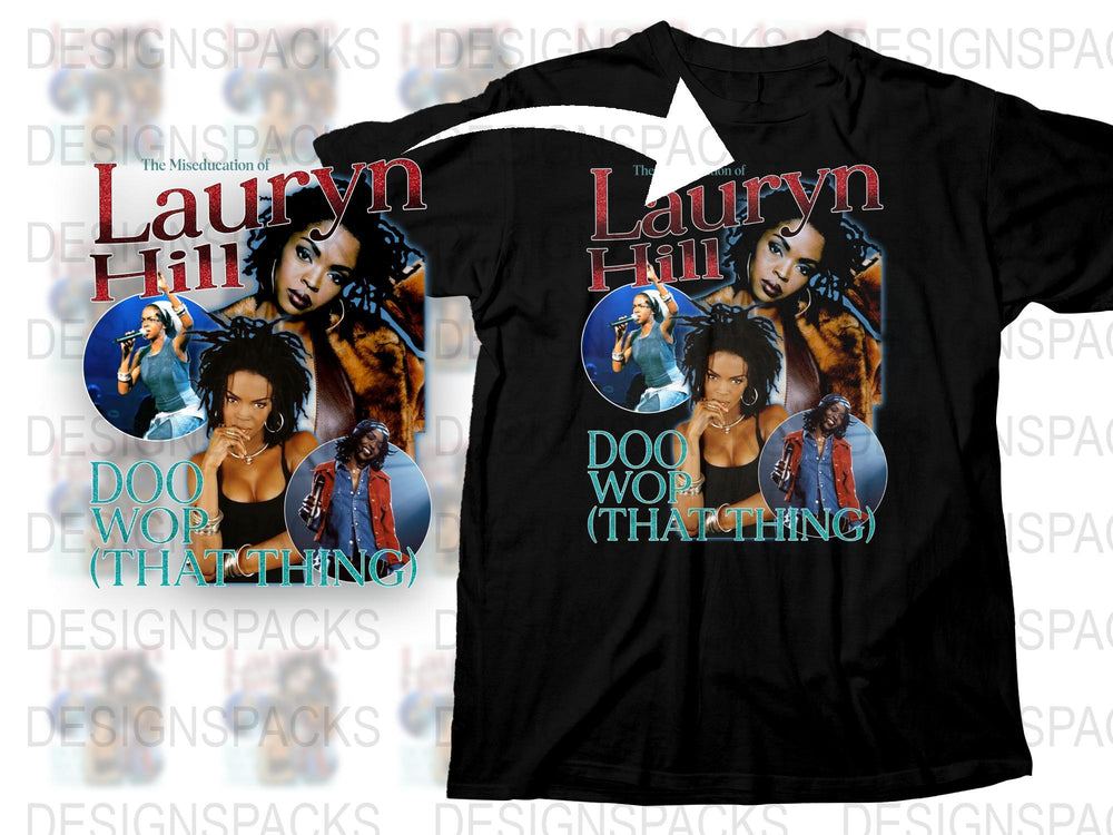 Lauryn Hill T-Shirt Doo Wop That Thing Vintage 90s Hip Hop Music Tee Black Unisex Fashion Top