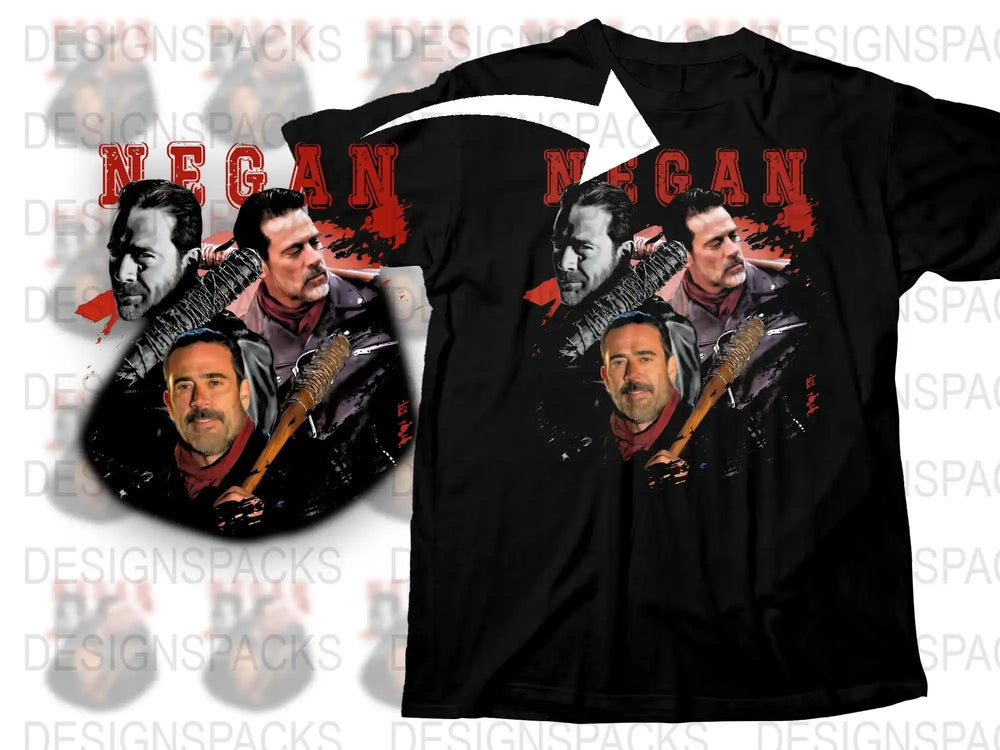 Negan Graphic T-Shirt, The Walking Dead Inspired Tee, Lucille Bat Design, Fan Art, Black Cotton Shirt, Gift for TV Series Fans