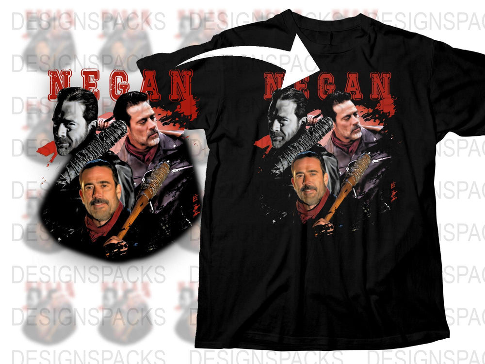 Negan Graphic T-Shirt, The Walking Dead Inspired Tee, Lucille Bat Design, Fan Art, Black Cotton Shirt, Gift for TV Series Fans