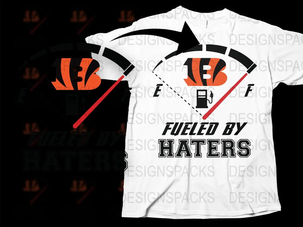 Fueled by Haters T-Shirt, Bold Lettering Graphic Tee, White and Orange, Unisex Fashion, Streetwear Style, Trendy Top