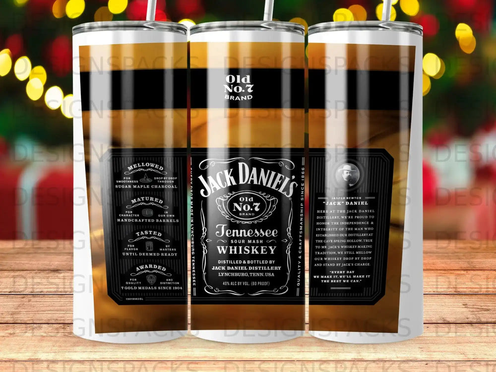 Jack Daniel's Old No. 7 whiskey bottle with distillery information and brand logo.