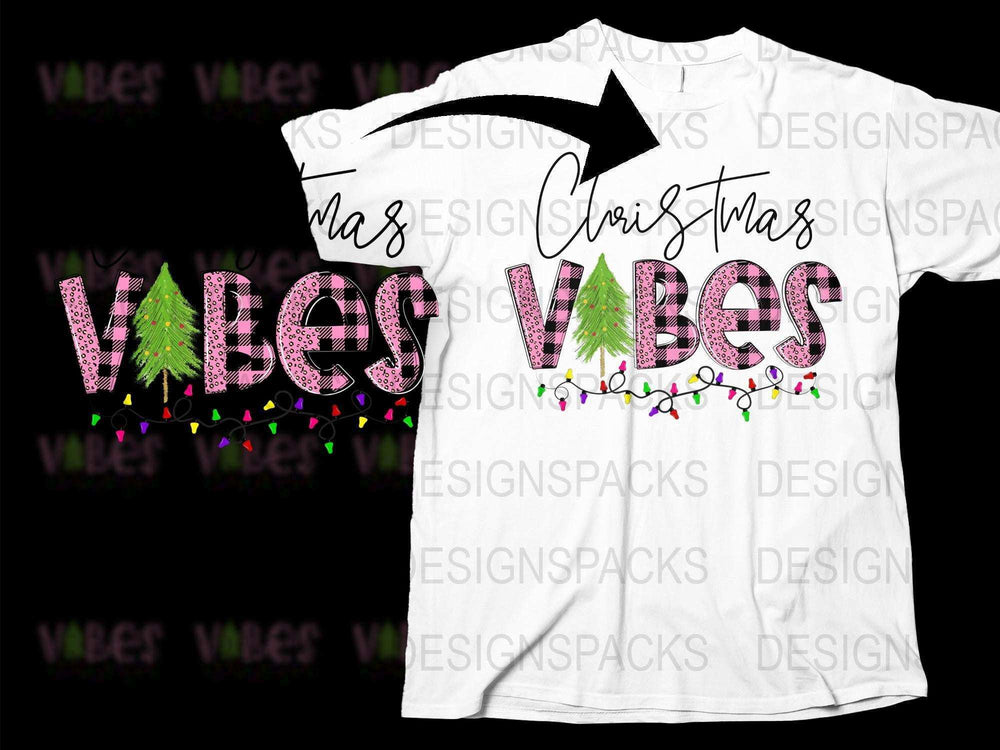 Christmas Vibes T-Shirt, Festive Holiday Tee with Colorful Lights, Unisex Xmas Apparel
