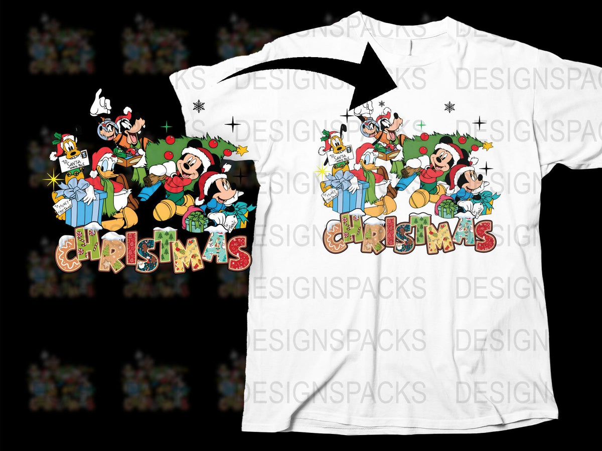 Disney Christmas T-Shirt, Festive Holiday Graphic Tee, Mickey Mouse and Friends, Family Holiday Apparel, Colorful Xmas Gift Idea