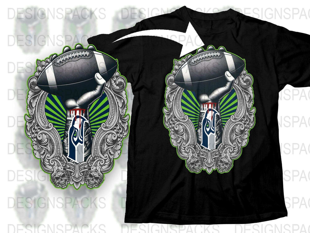 Men's Unique Football Graphic T-Shirt, Vintage Sports Tee, Black Casual Wear, Trendy Athletic Shirt Design