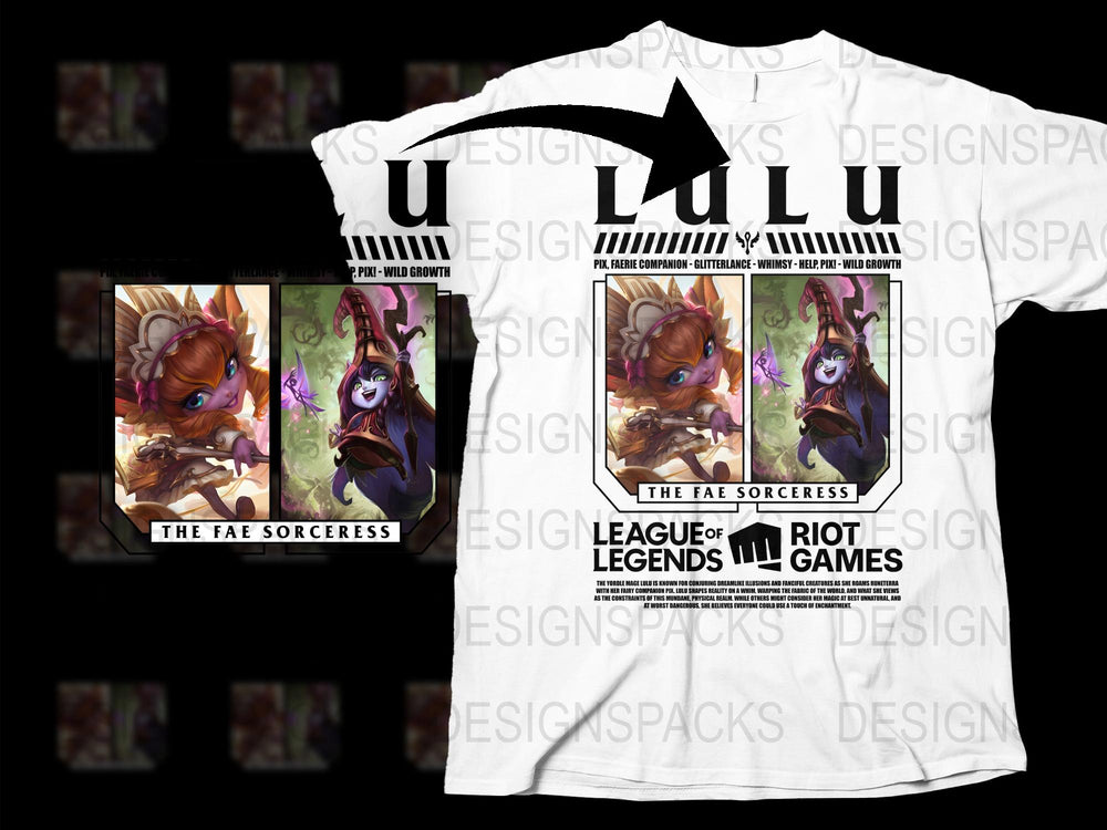 League of Legends Lulu Fae Sorceress Graphic T-Shirt, Fantasy Gamer Clothing, Unisex Tee Design, Gift for Gamers