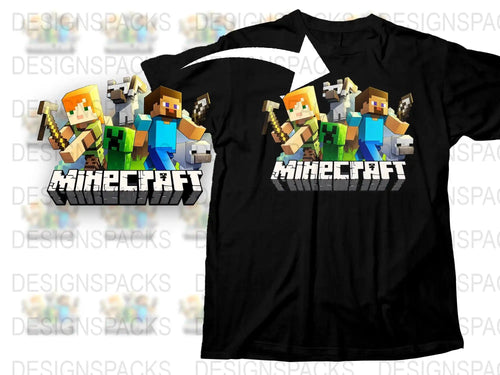 Minecraft T-Shirt for Kids, Cool Block Game Graphic Tee, Boys and Girls Gaming Apparel