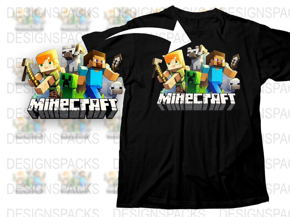 Minecraft T-Shirt for Kids, Cool Block Game Graphic Tee, Boys and Girls Gaming Apparel