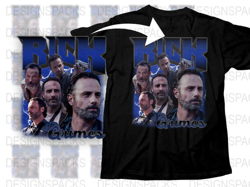Rick Grimes TV Show Inspired T-Shirt, Multiple Poses Graphic Tee, Fan Apparel