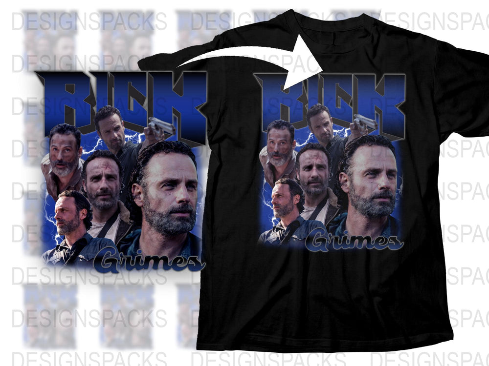 Rick Grimes TV Show Inspired T-Shirt, Multiple Poses Graphic Tee, Fan Apparel
