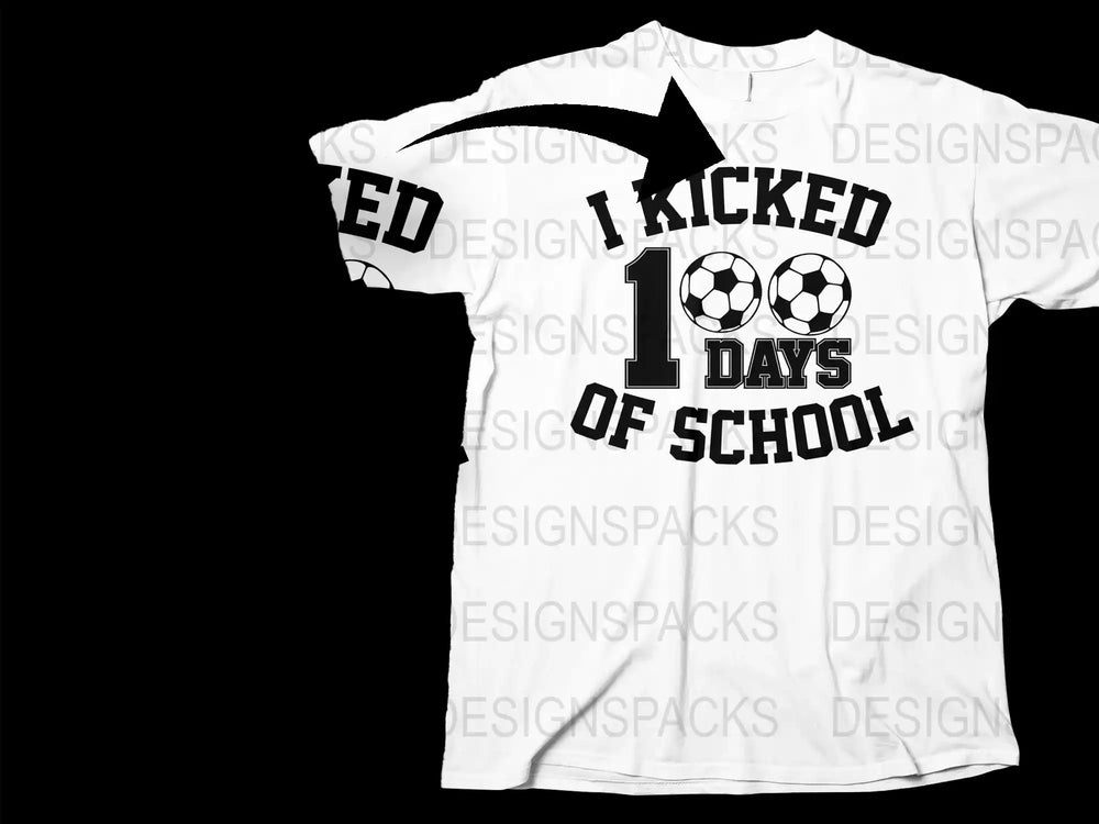 Kids Soccer T-Shirt 'I Kicked 100 Days of School' Sporty Tee, Youth Graphic Shirt, Soccer Ball Design, School Milestone Celebration Shirt