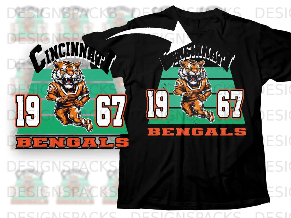 Cincinnati Bengals 1967 Running Tiger Design T-Shirt