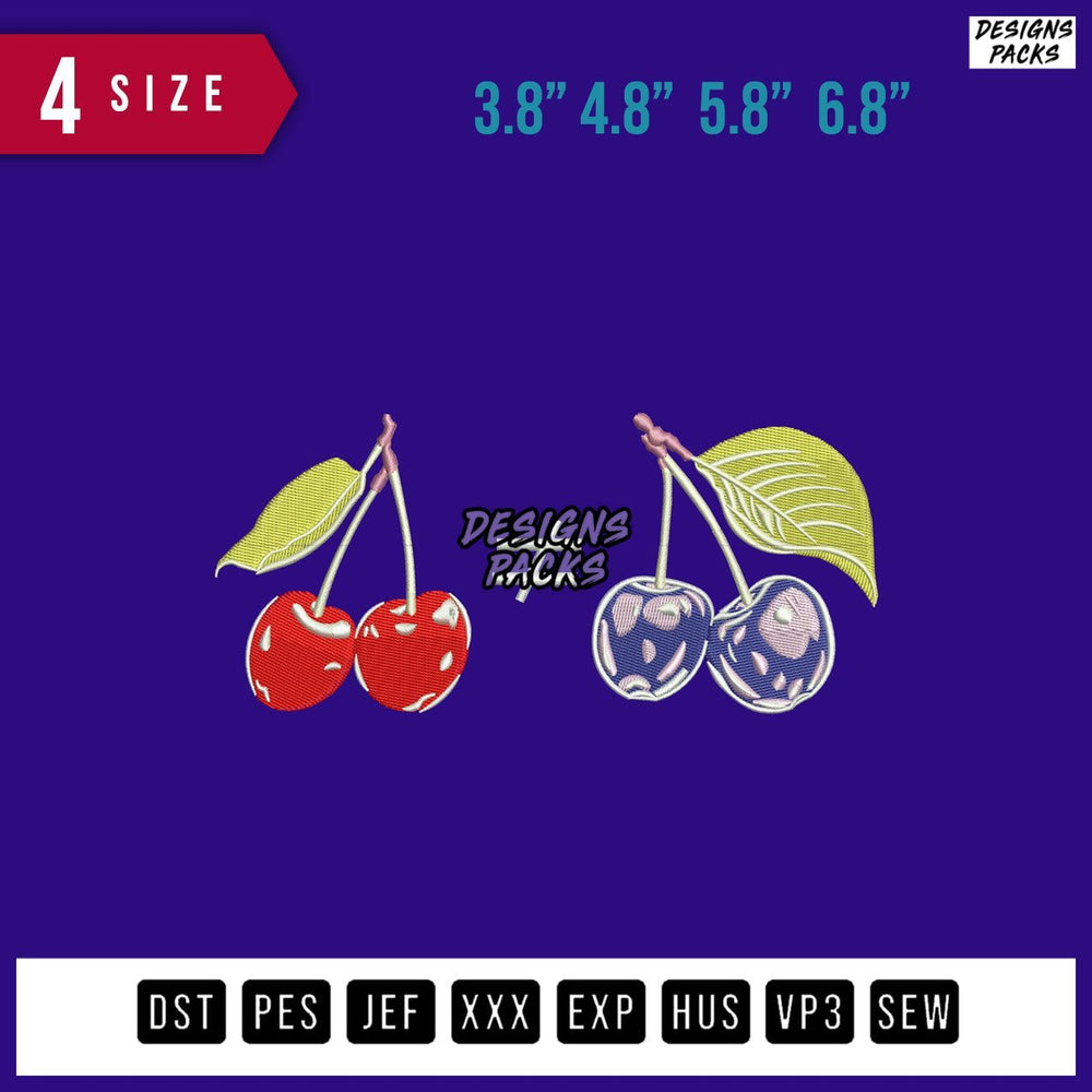 2 Cherries Embroidery Design