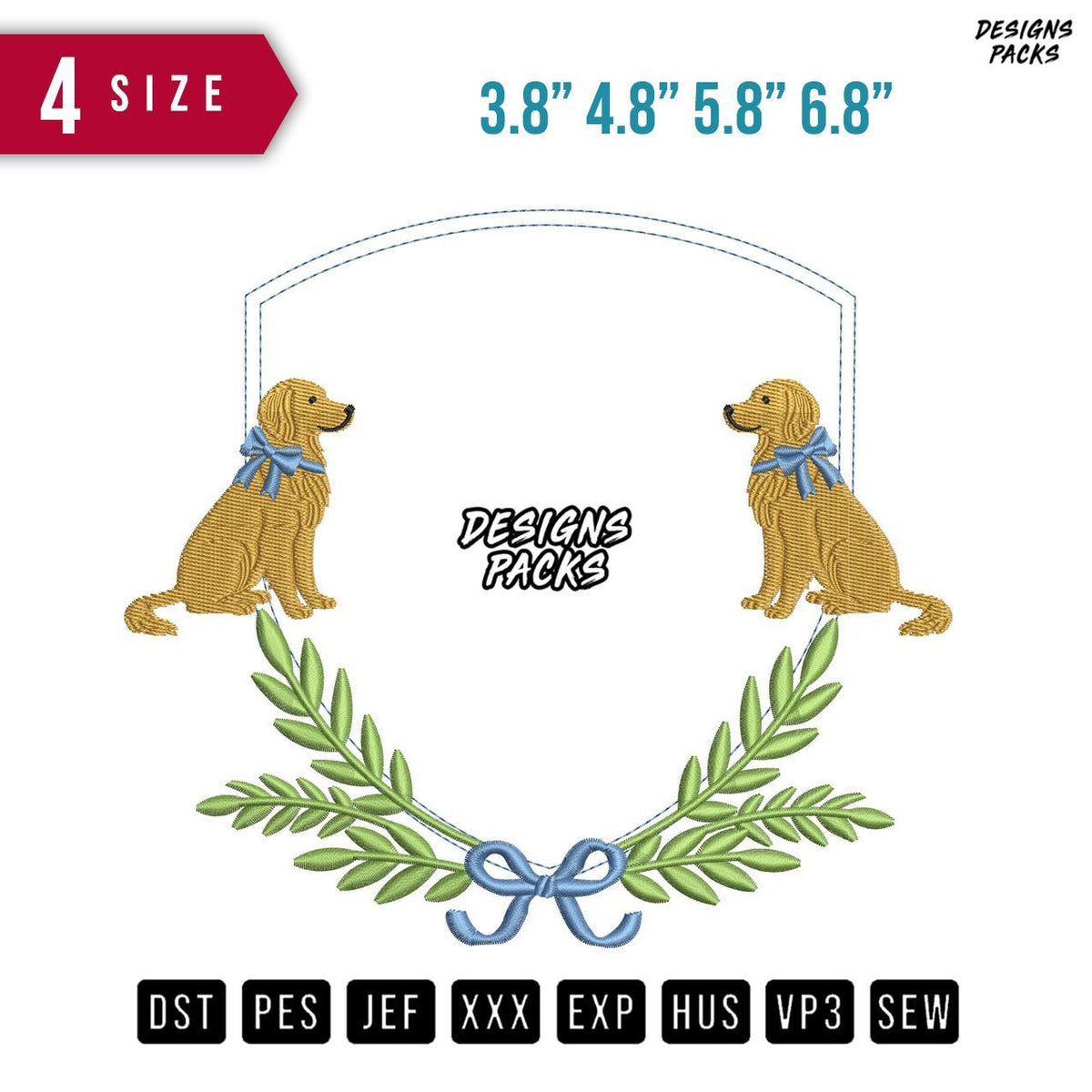 2 Dog Banner B Embroidery Design