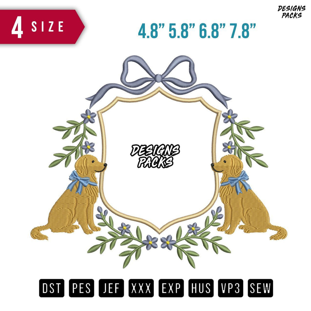 2 Dog Banner C Embroidery Design